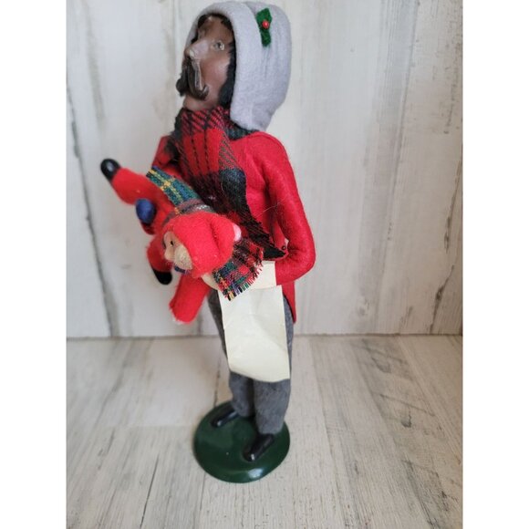 Byers Choice caroler man kid child playing vintage Xmas home plaid - Picture 5 of 10